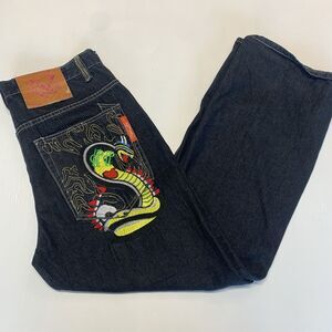 VTG ED HARDY MEN JEAN PANTS Beautiful Cobra Embroidered Size 36